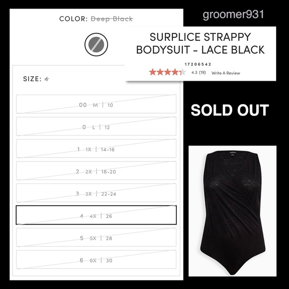 Torrid Black Surplice Strappy Mesh Lace Bodysuit NWT Sizes 4X & 5X - Picture 13 of 17